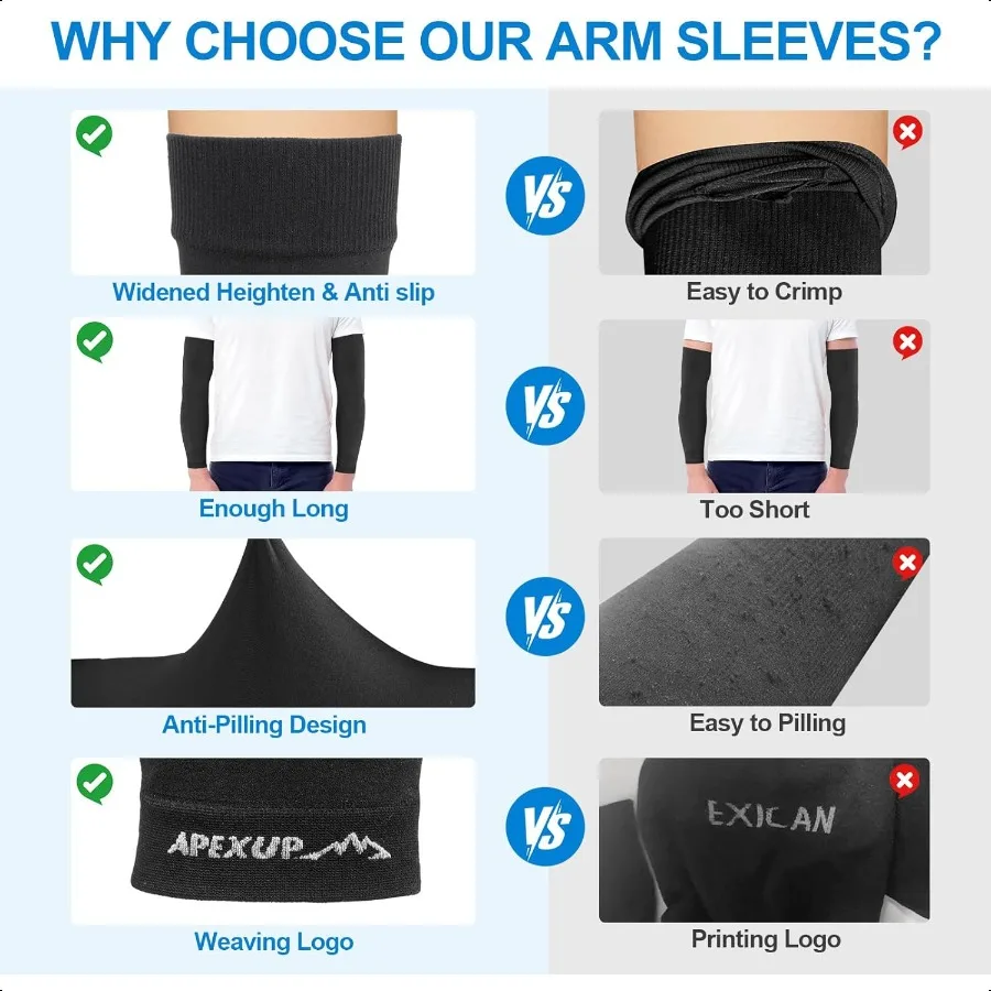 Cooling Arm Sleeves for Men Women UV Sun Protection UPF 50 Volleyball Arm Sleeves Comprion Sleeves for Outdoor
