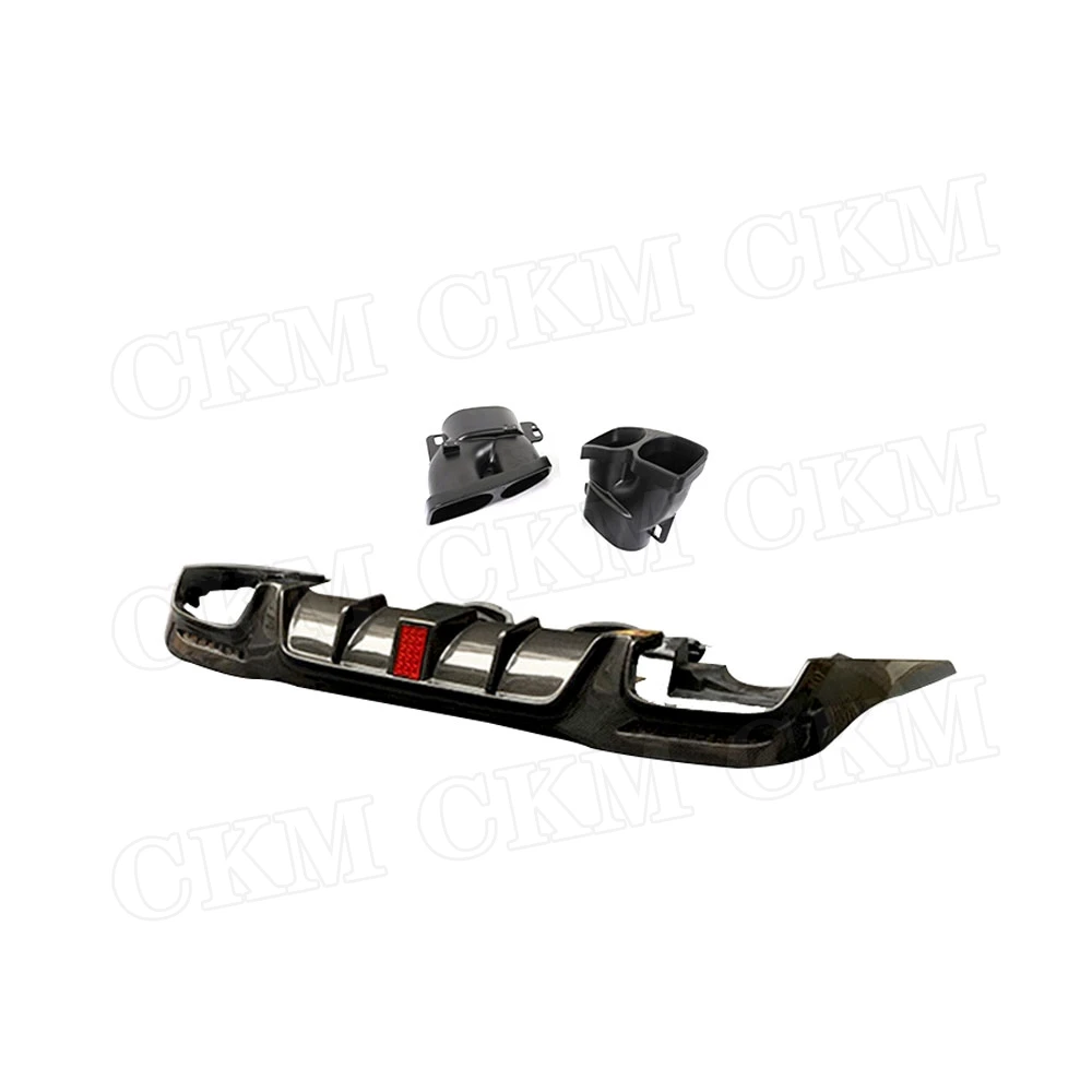 CKMUUER ألياف الكربون لمرسيدس بنز S Class W222 S63 S65 AMG B Style 2018 2019 المصد الخلفي الناشر مع جزء الحلق الذيل #2