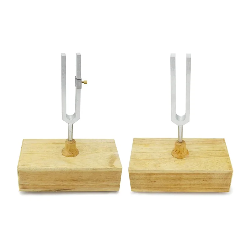 2 قطعة شوكة ضبط 440 هرتز شوكة ضبط اهتزاز لون الخشب وخشب فضي + فولاذ للعلاج الصوتي واليوجا والتأمل والاسترخاء