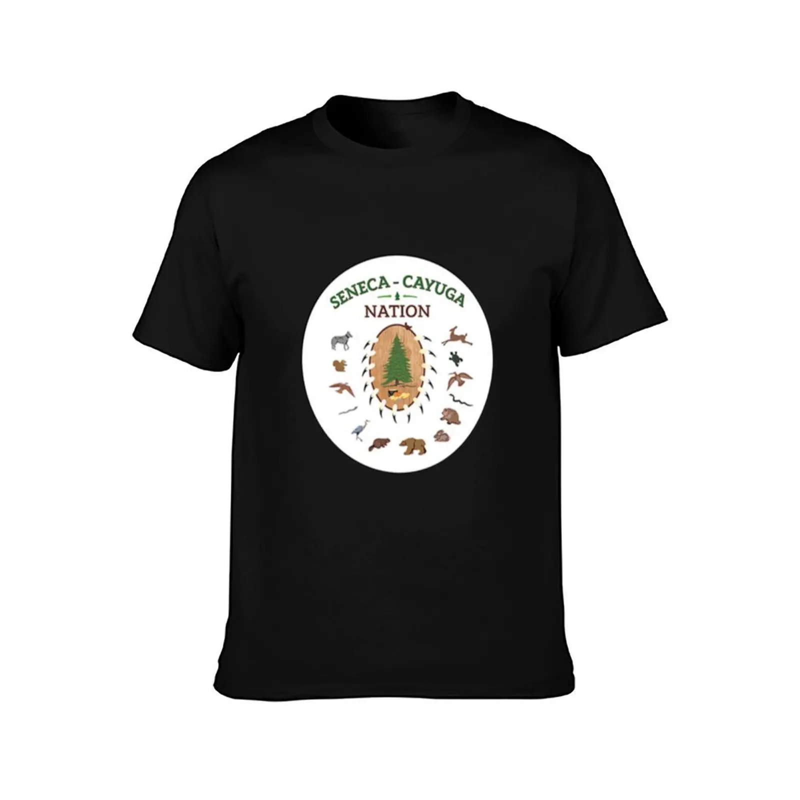 Seal of Seneca–Cayuga Nation of Indians Reservation Oklahoma USA T-Shirt Big Size Loose Fit Tee Shirt T-Shirt