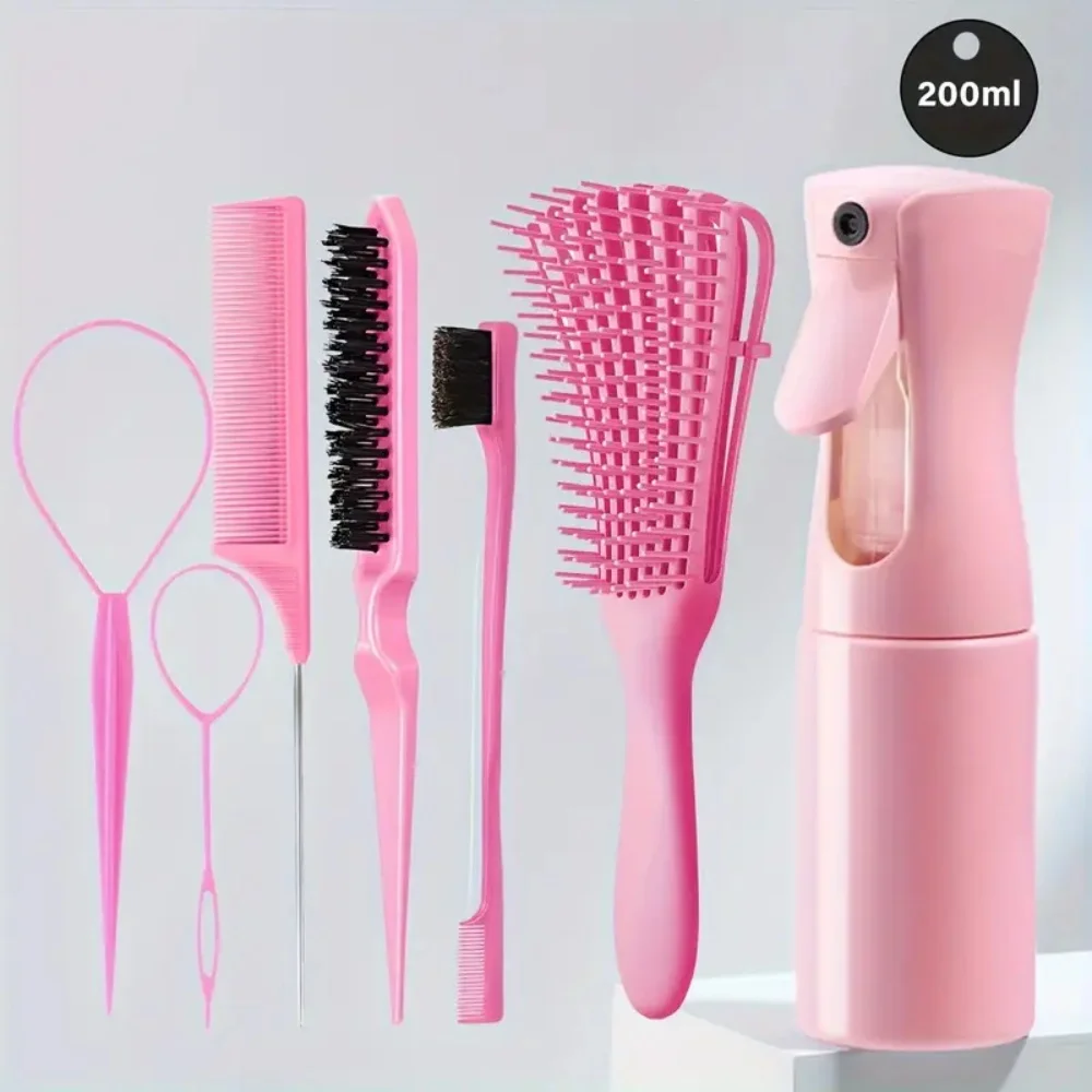 

5-Piece Hair Styling Tools Set for Curly/Normal Hair, Unisex Adult Unscented Hair Care Kit with Octopus Detangler, Brush, Comb