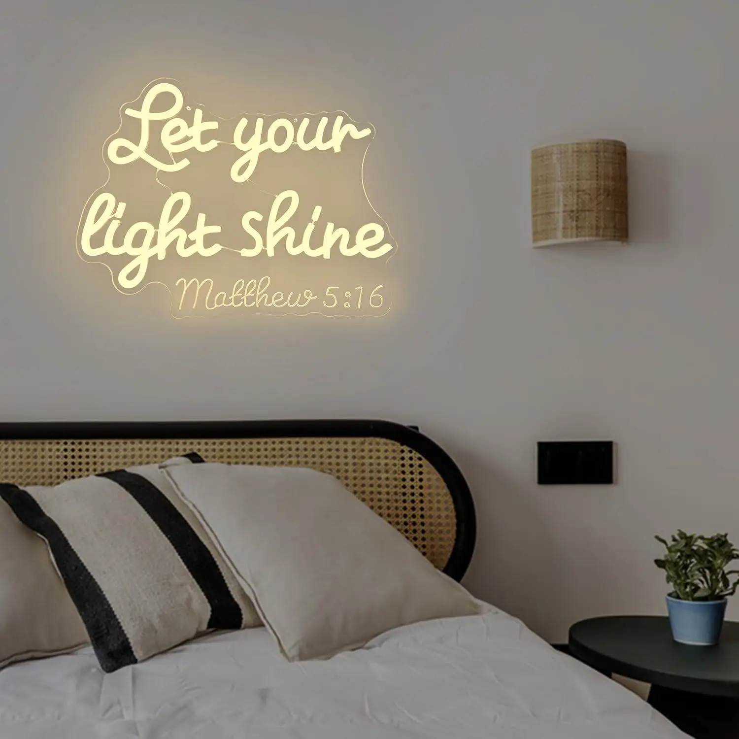 Let Your Light Shine Neon Religious LED Lights for Christian Room Home Prayer Room Easter Church Bedroom Decor Bible Verse