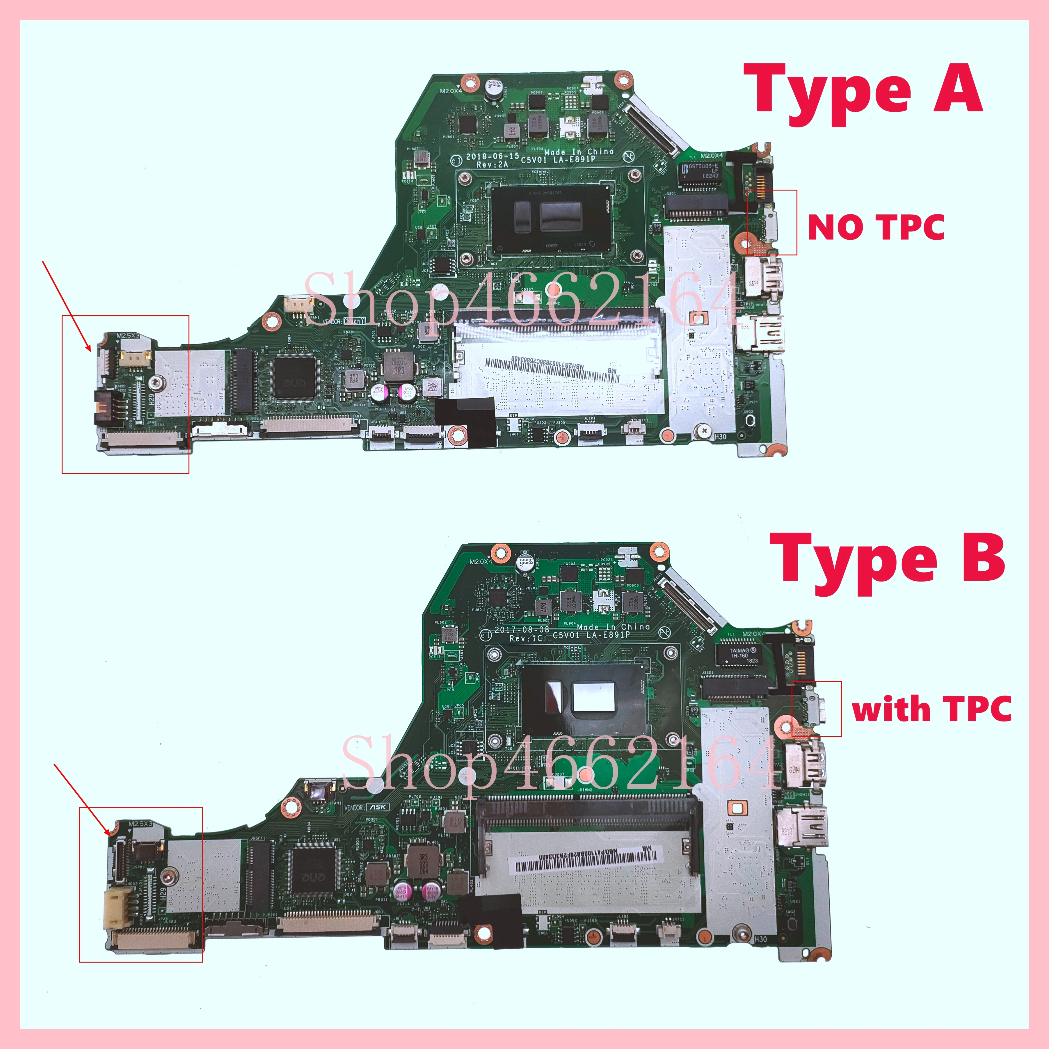 LA-E891P With 4417U i3 i5-7th 8th CPU 0GB/4GB-RAM Mainboard For Acer Aspire A315-53 A315-53G A515-51 A515-51G Laptop Motherboard