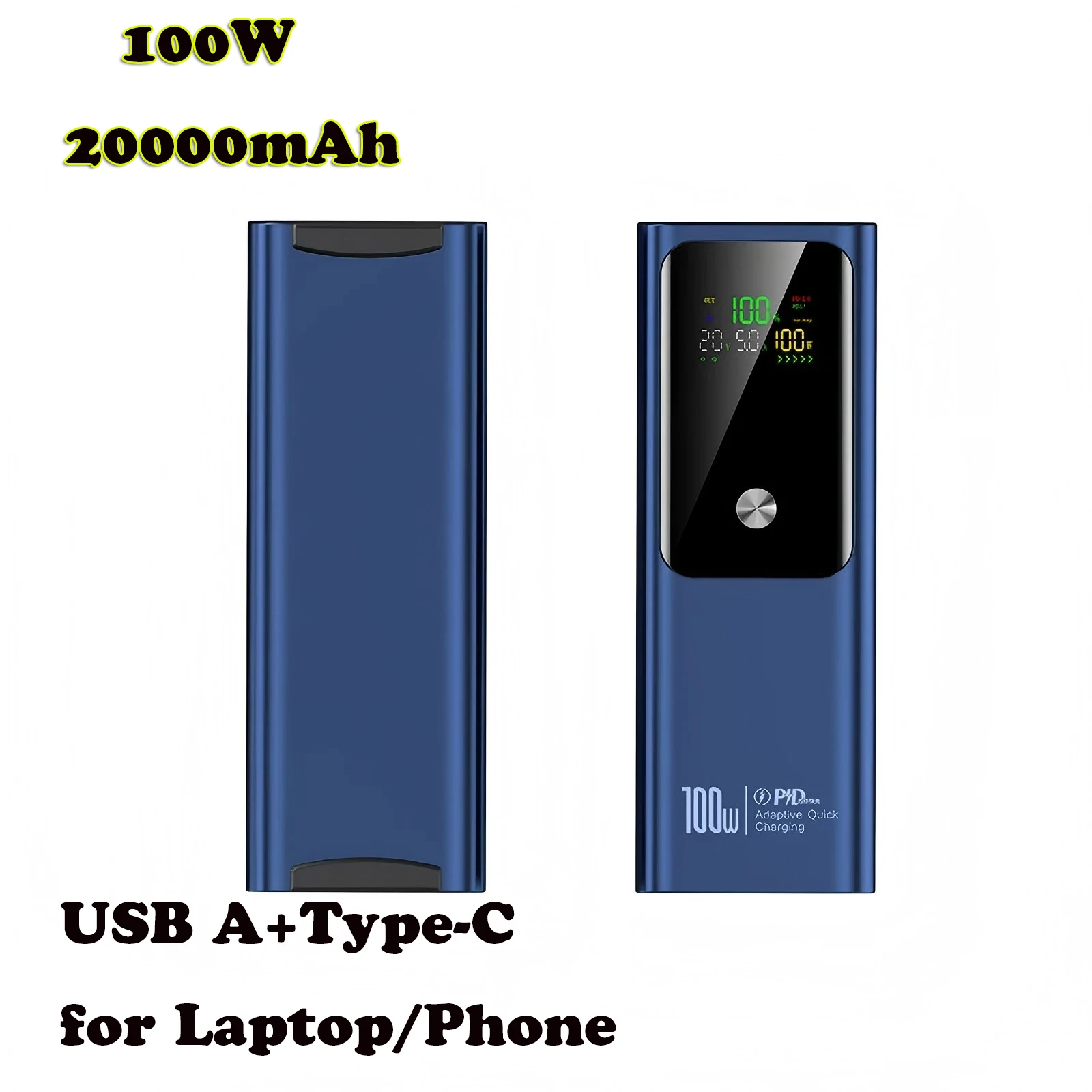 

Power Bank для ноутбука PD 100 Вт 20000 мАч Внешняя емкость аккумулятора Быстрая зарядка Портативное зарядное устройство Powerbank для IPhone 16 Samsung