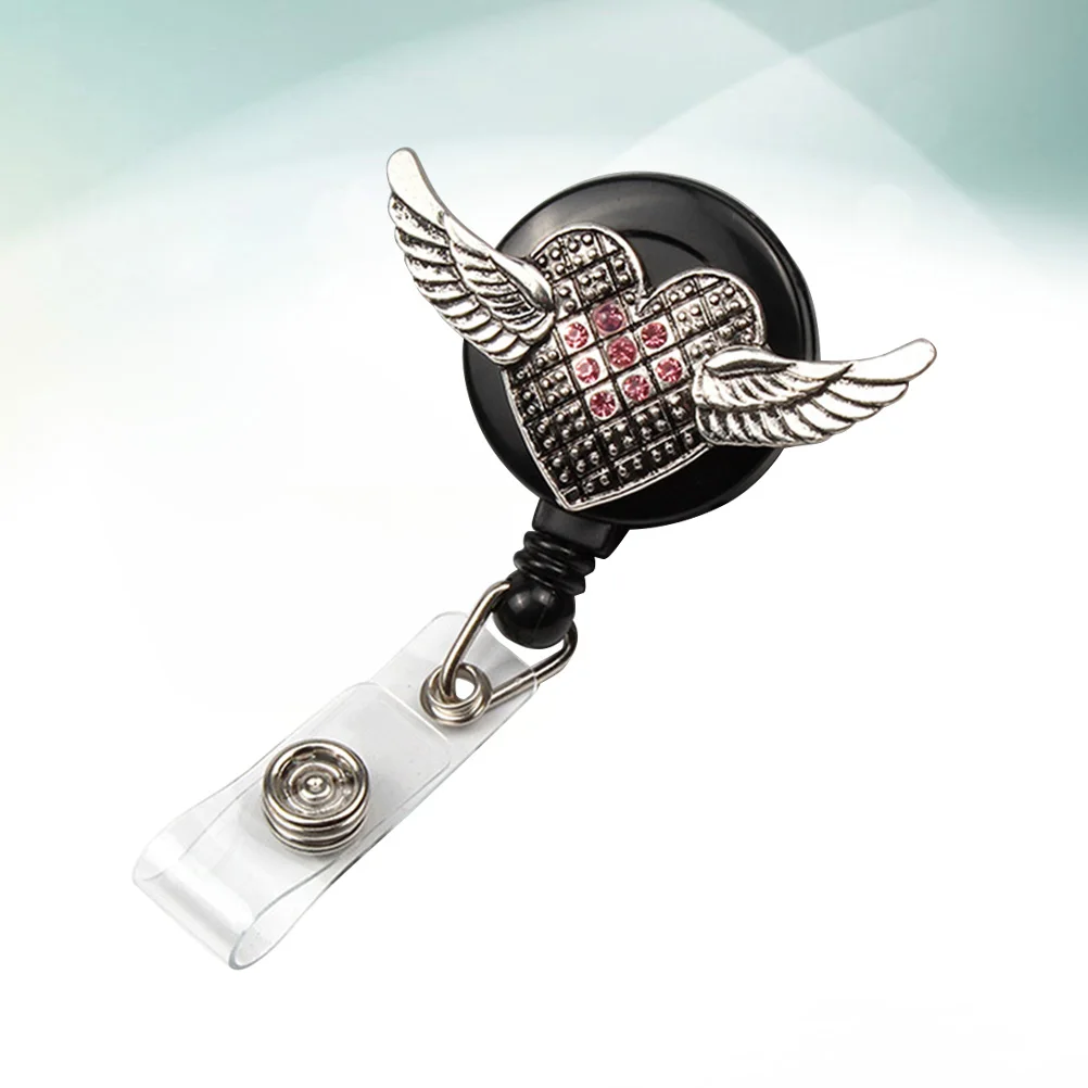 

Wing Design Badge Reel Telescopic Clip Retractable Easy Pull Buckle For Office Business Telescopic Buckle Exhibition (Pink)