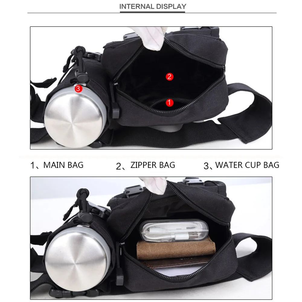 Männer Taille Fanny Pack Taschen Taktische Militärische Camping Reise Wandern Wasser Flasche Klettern Outdoor Sport Klettern Bum Hüfte Gürtel Tasche – Detail 14