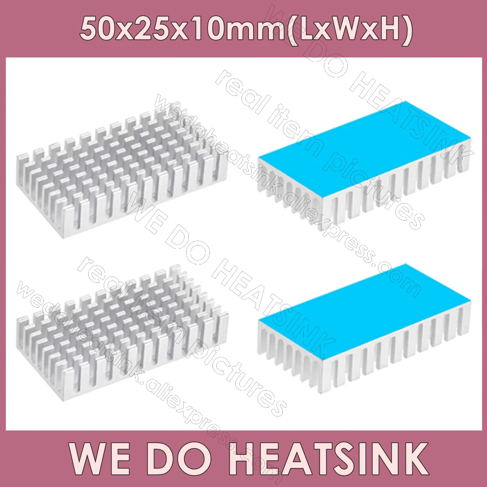 WE DO HEATSINK 50x25x10mm Without or With Thermal Pad Heatsink Aluminum Cooling Fin Heat Sink for LED Power IC Transistor Module