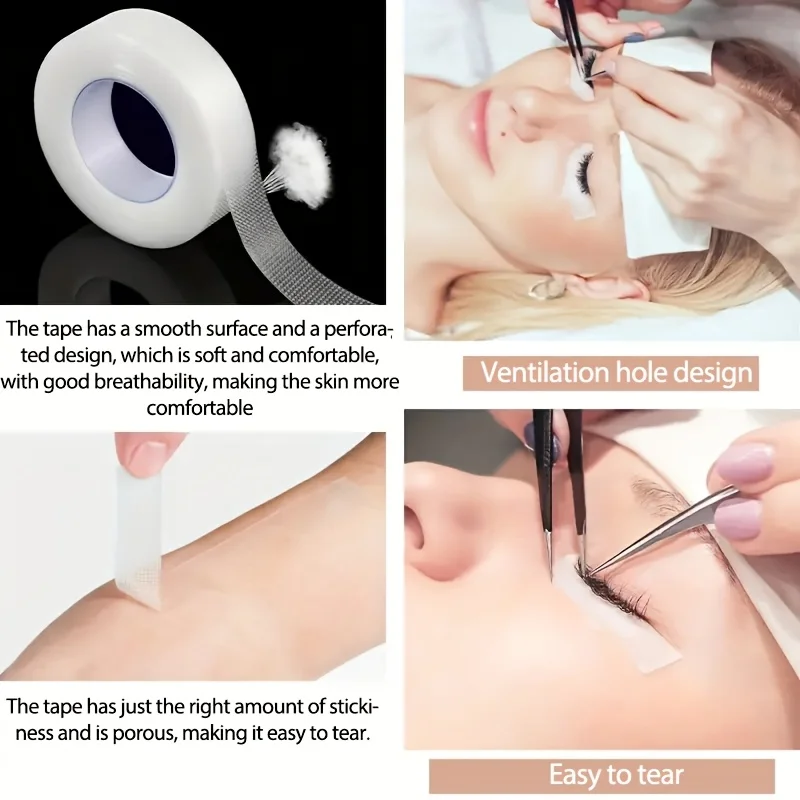 2-Rollen Wimpernband, atmungsaktiv, leicht zu reißen, Isolierung, Wimpernverlängerung unter dem Augenpolster, PE-Klebeband für Frauen