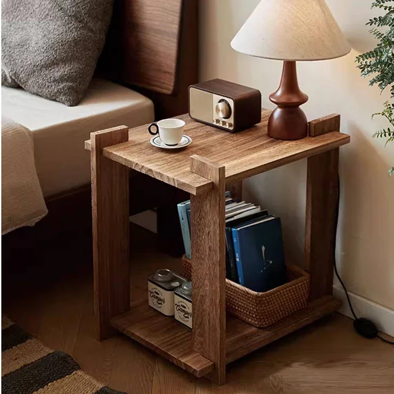 Simple Wood Bedside Table Corner Unique Cabinets Storage Living Room Narrow Nightstand Decor Trendy Muebles Salon Furniture