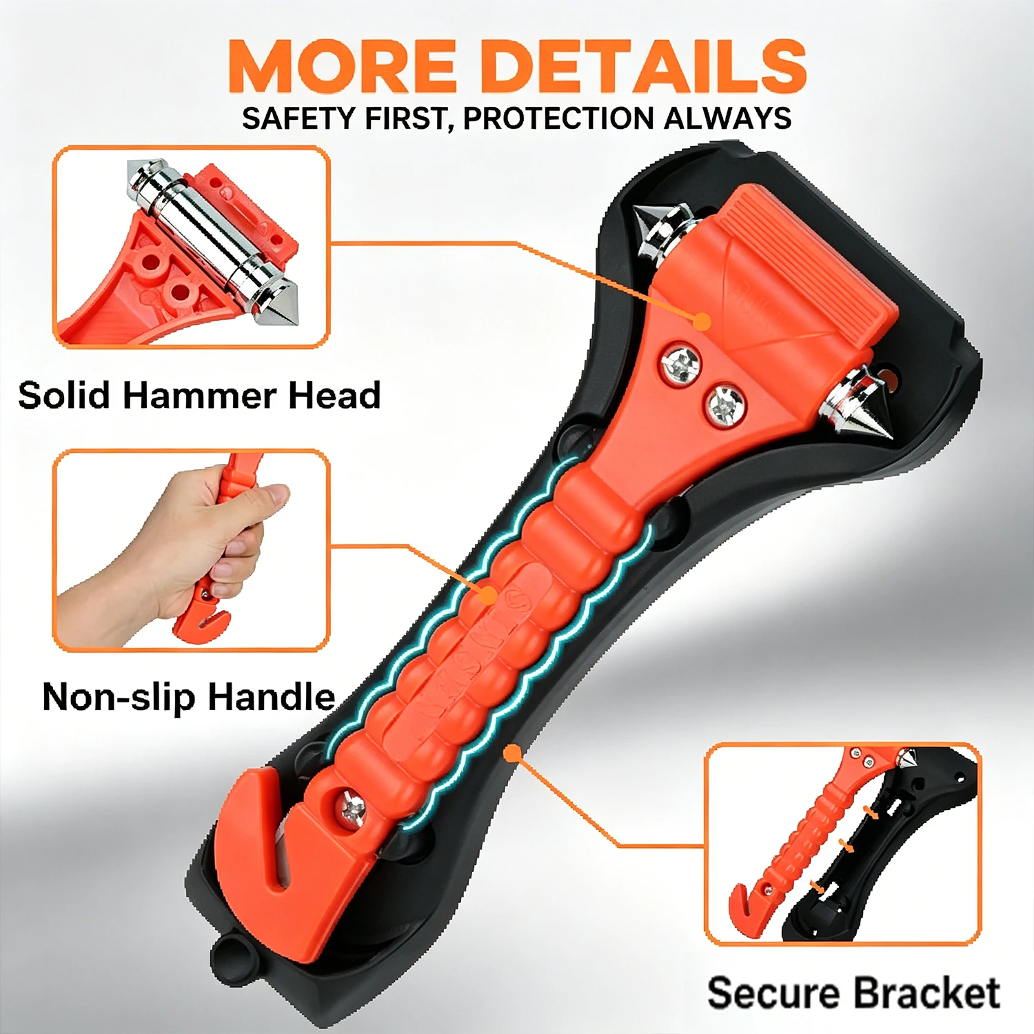 1/2PCS Survival Safety Hammer Camping Driving Car Seat Belt Cutter Emergency Escape Hammer to Break Window Glass RED view 4