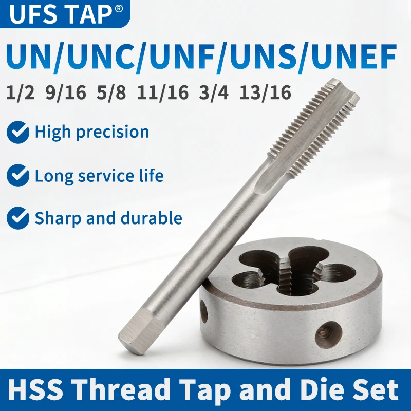 

Набор ручных метчиков и плашек UFS TAP 1SET HSS для американской резьбы, мелкая резьба, набор метчиков UN/UNC/UNF/UNS/UNEF 1/2 9/16 5/8 11/16 3/4 13/16