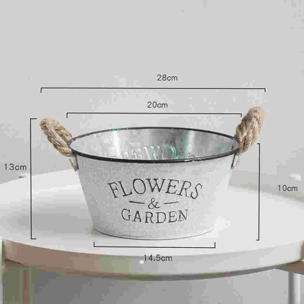 French Metal Vintage Flower Vase Galvanized Tub Home Pot Plant Bucket Iron