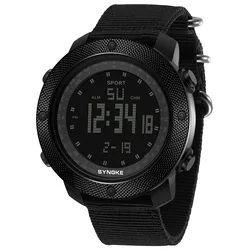 Nylon Strap Mens Watches Waterproof 5Bar SYNOKE Brand Digital Military Sport Watch for Men Large Black Dial Design Watch Men