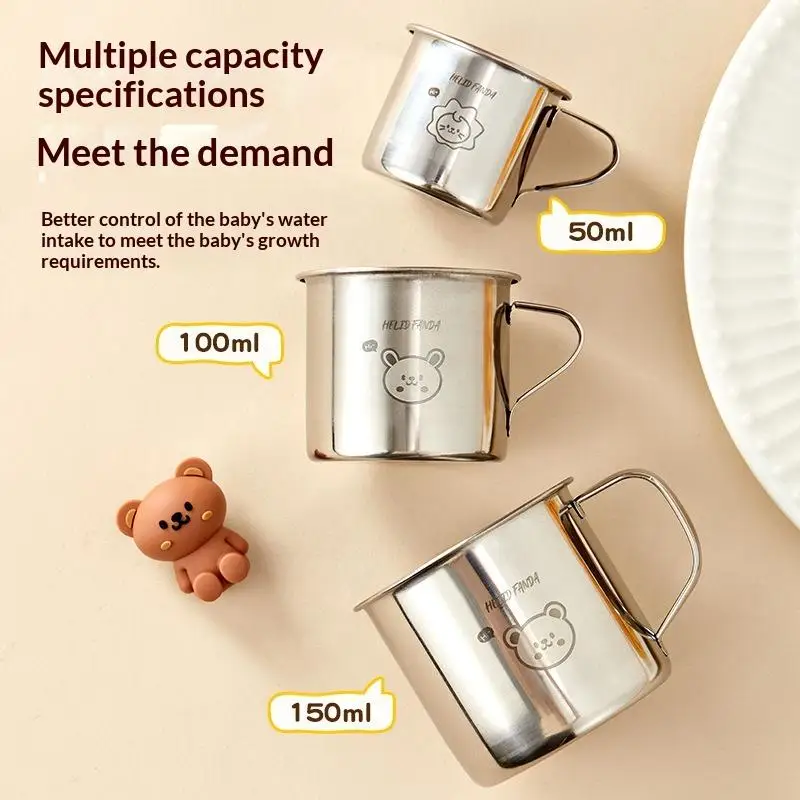 50/100/150ml 304 Stainless Steel Drinking Cup With Handle Durable Tumbler Anti Scalding Mini Cute Water Cup For Kids Drinkware