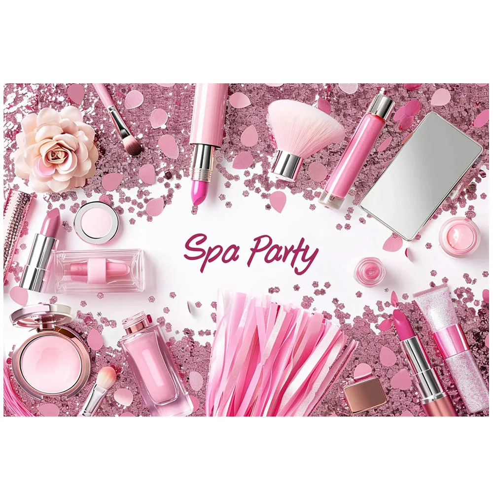 خلفية حفلات الترتر الوردي من Mocsicka ، مستحضرات التجميل ، الماكياج ، بيجامة الفتيات ، خلفية عيد ميلاد النساء ، استوديو الصور