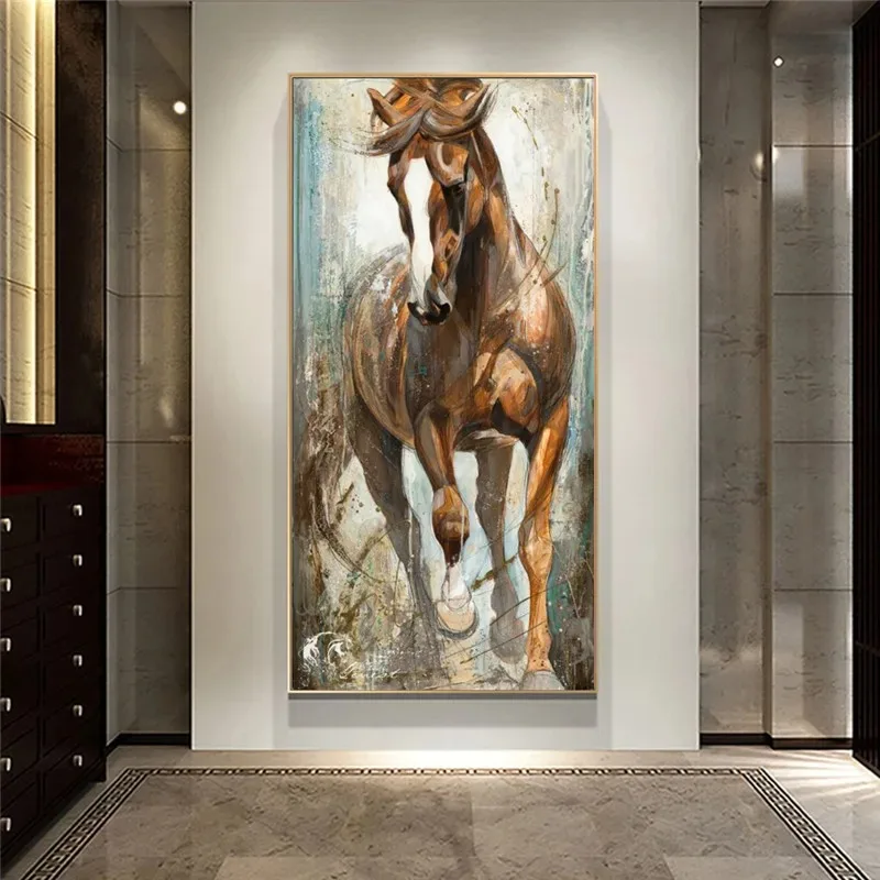 Wall Art Decoration Canvas Painting Abstract Horse Poster Print Canvas Art Animal Picture for Living Room Cuadros Home Decor