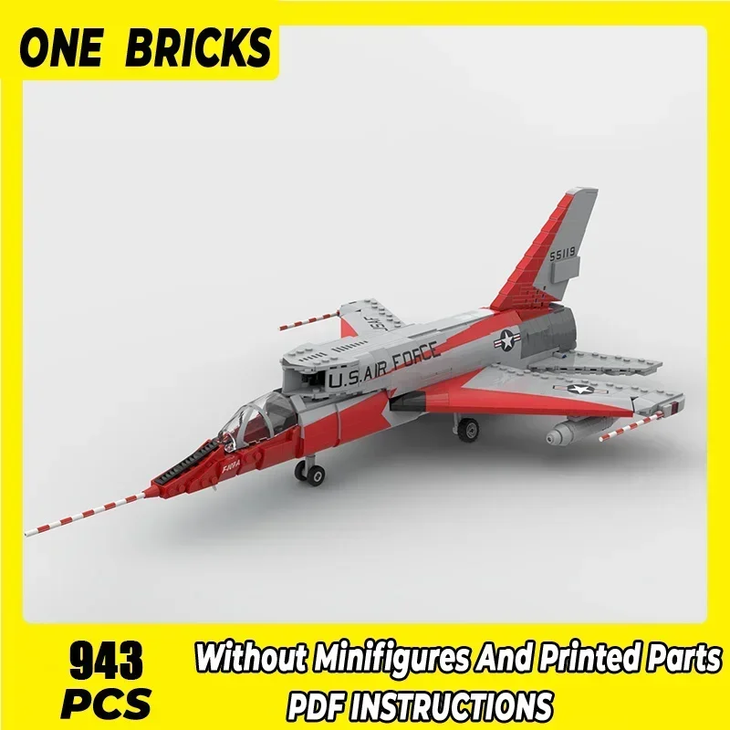 Moc Briques de Construction Militaire 1: 35 F-107 Ultra Sabre Fighter Technologie décennie s Modulaires Cadeaux De Noël Jouets DIY Ensembles Assemblage