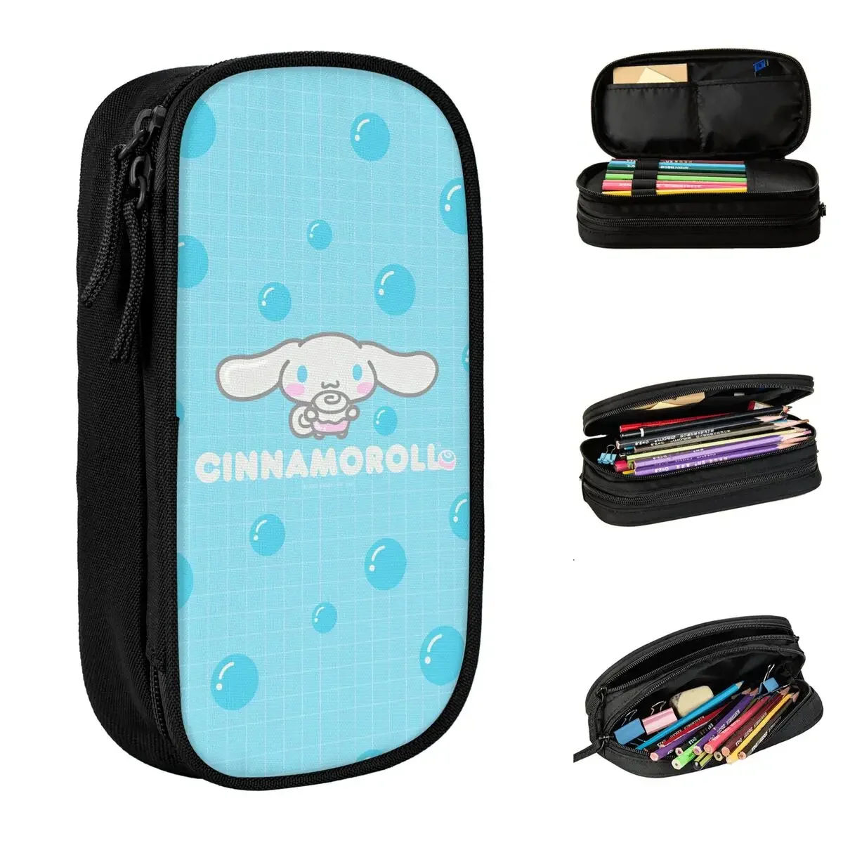 Kawaii Cinnamoroll Cake Pencil Cases Fashion Cute Cartoon Pen Bag Girl Boy Large Storage School Supplies Zipper Pencilcases