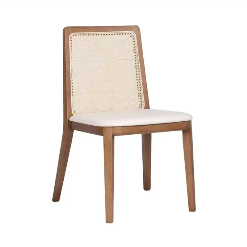 Japanese Style Rattan Woven Minimalist Armchair Ins Nordic Style Comfortable Backrest Chair Medieval Small Family Dining Chairs