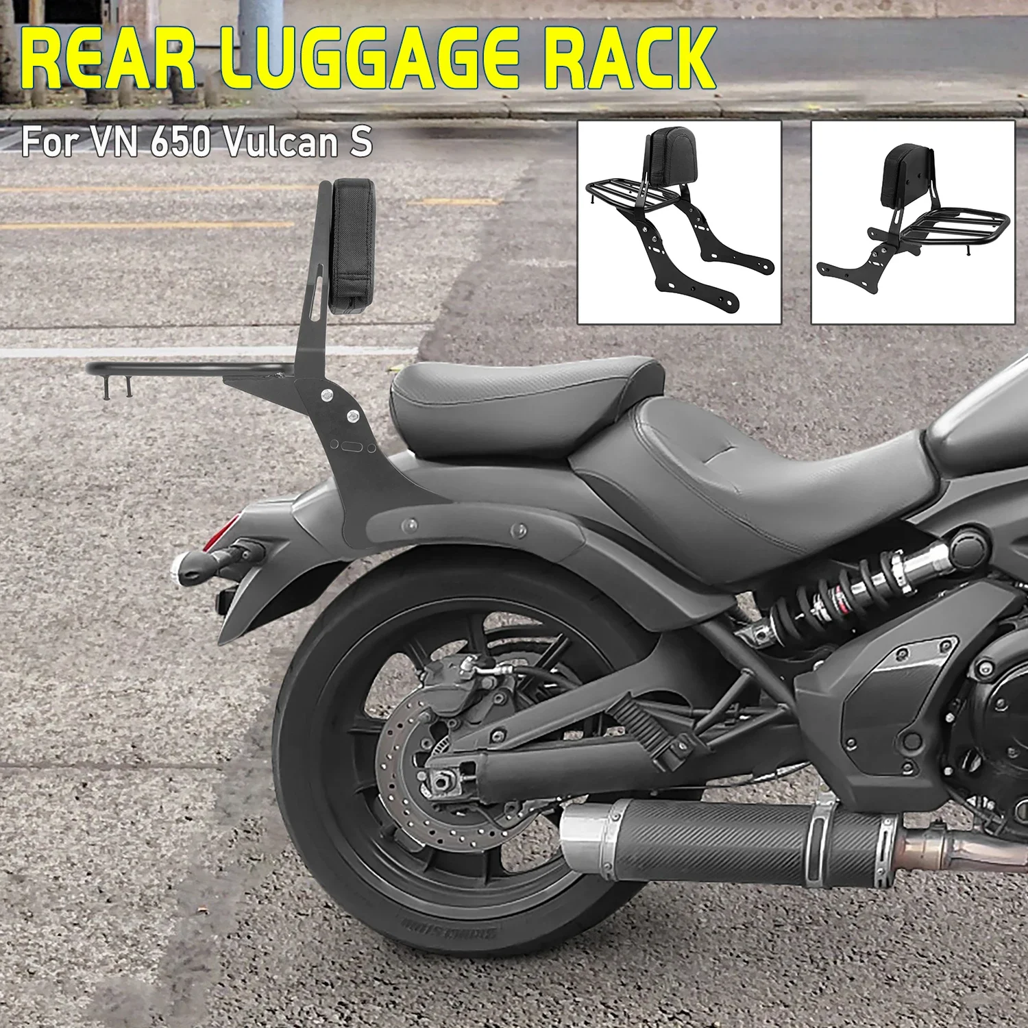 Passenger Backrest Sissy Bar Cushion Pad With Luggage Rack For Kawasaki Vulcan 650 S EN650 VN650 S650 2015-2024 2023 Accessories