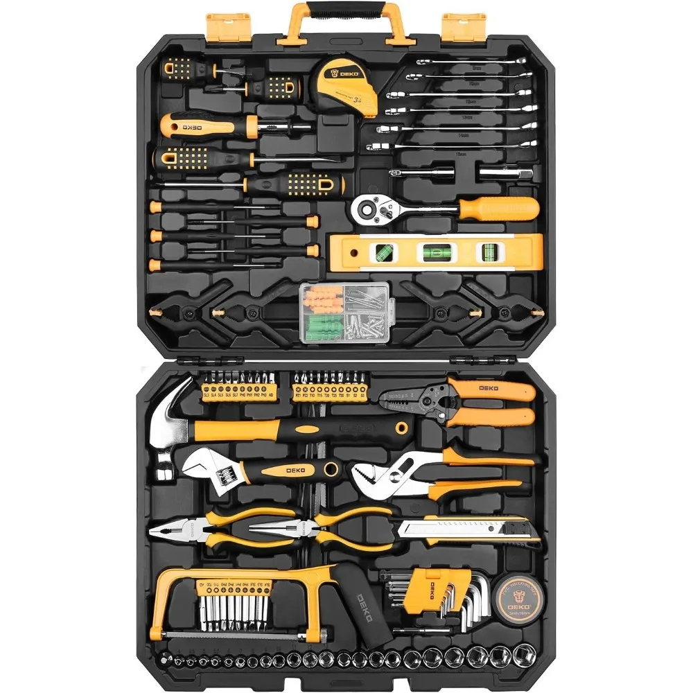 

DEKOPRO 228 Piece Socket Wrench Auto Repair Tool Combination Package Mixed Tool Set Hand Tool Kit with Plastic Toolbox Storage