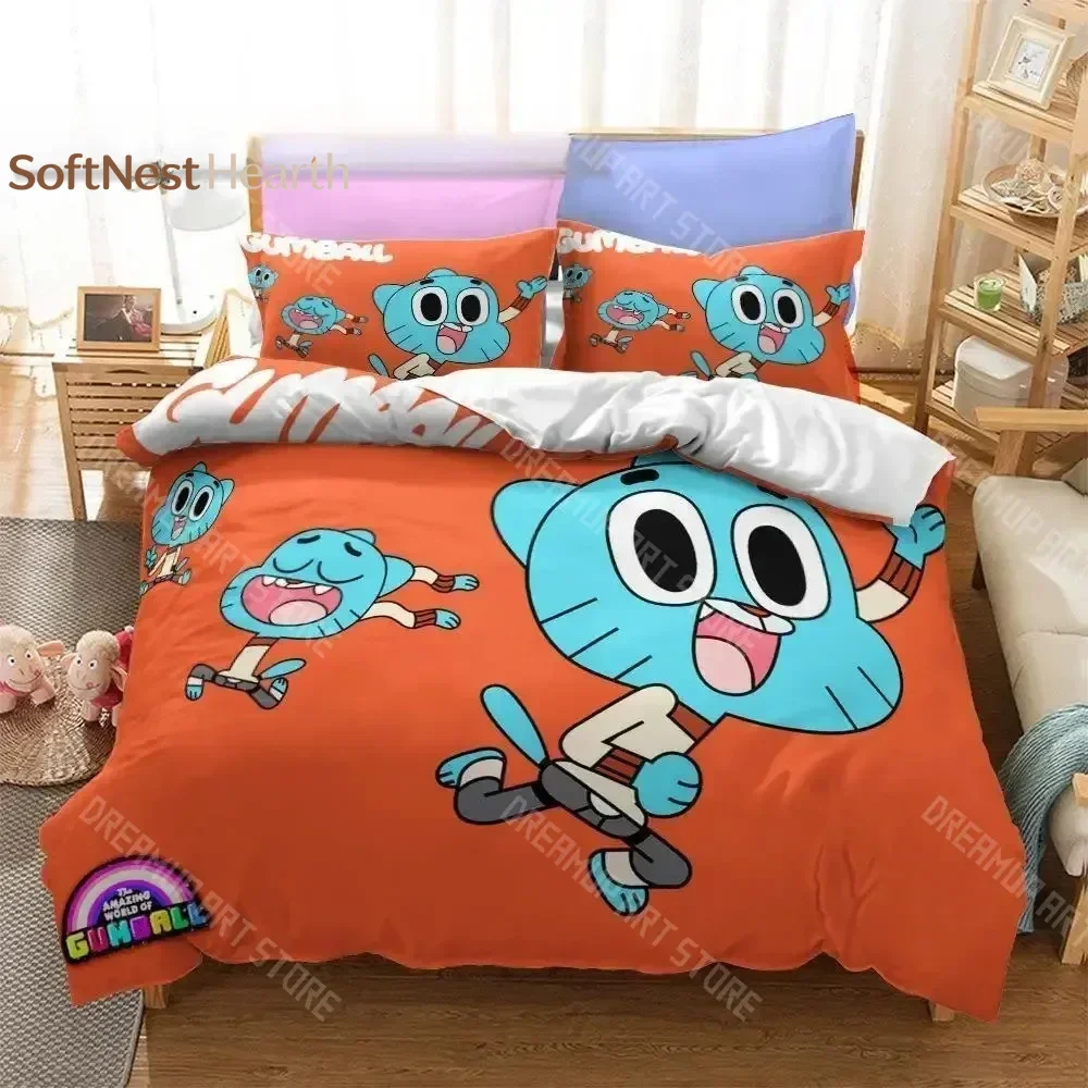2026 3D Print Amazing World Gumball Anime Bedding Set Darwin Anais Duvet Cover King Queen Full Twin Size For Bedroom Home Textil