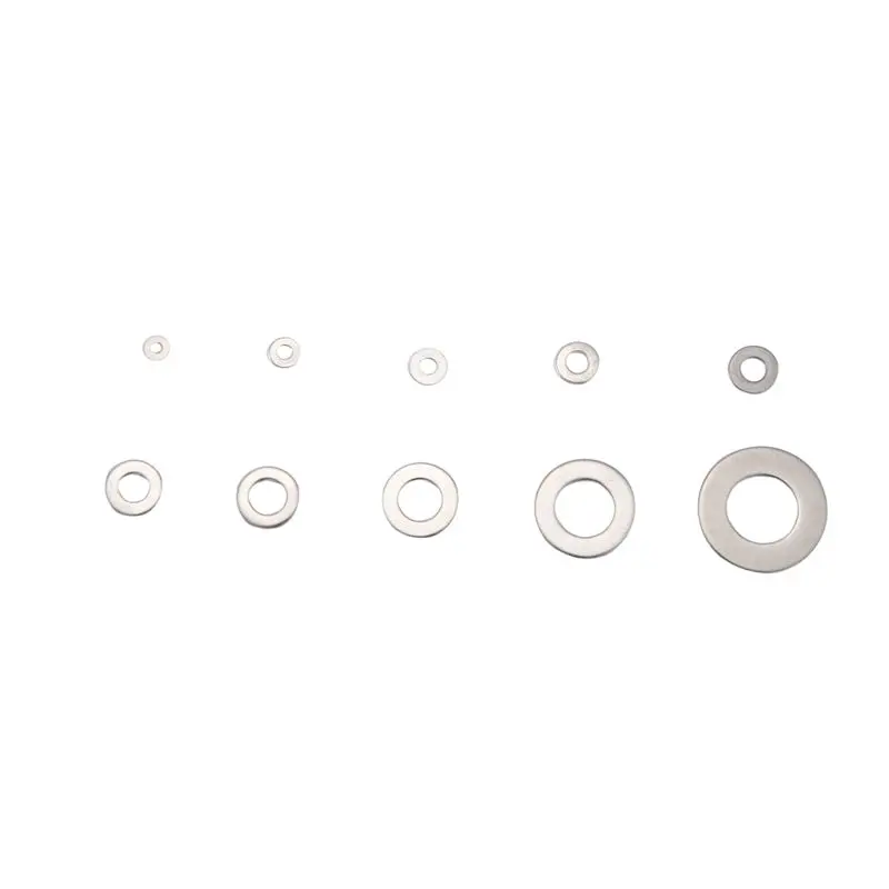 Hot Trend-600Pcs/Set M1.6 M2 M2.5 M3 M3.5 M5 M6 M8 M10 Stainless Steel Flat Washer Plain Washer Gaskets Assortment Kit