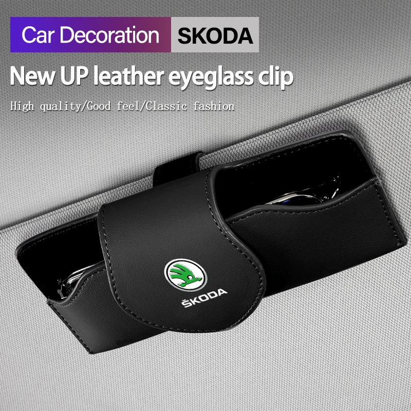 Car Sunglasses Holder Glasses Clip Card Clamp Storage Box For Skoda Fabia Superb Yeti Octavia Enyaq Rapid Kodiaq Kamiq Karoq Mk3