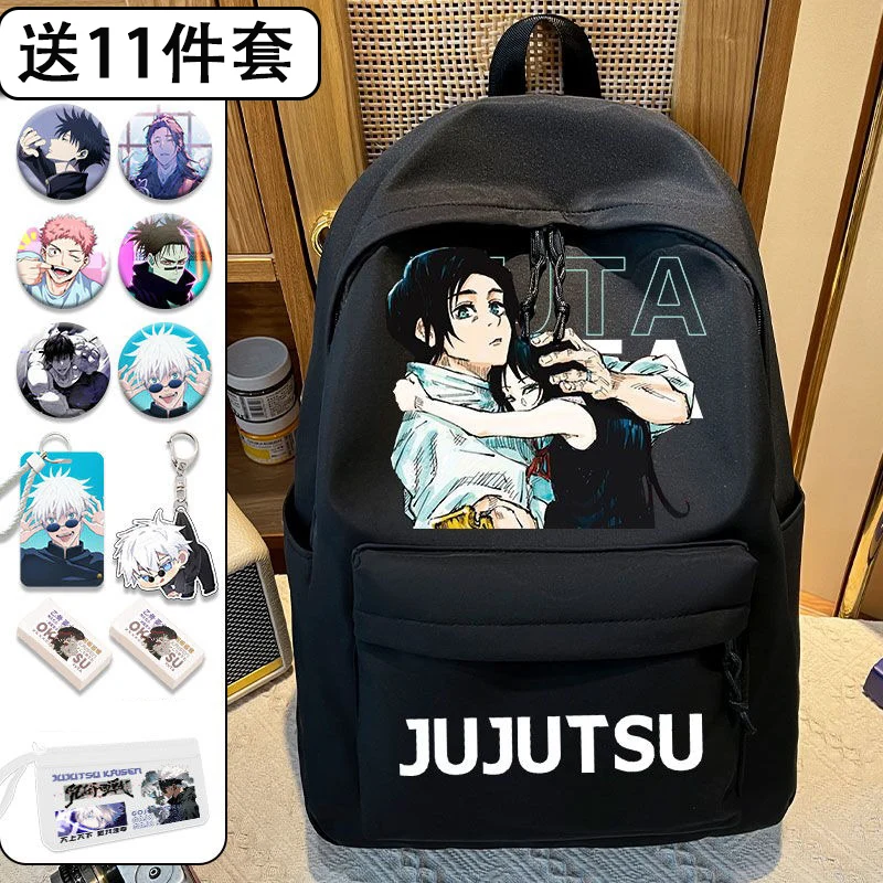 

30×43×14cm Black White, Jujutsu Kaisen, Student Kids Teens School Bags, Large Capacity Mochilas Anime Backpacks For Girls Boys