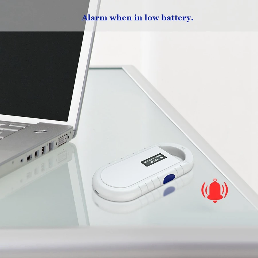 RFID Reader Pet Microchip Scanner Handheld Animal Chip Reader Portable RFID Reader Supports for ISO 11784/11785, FDX-B