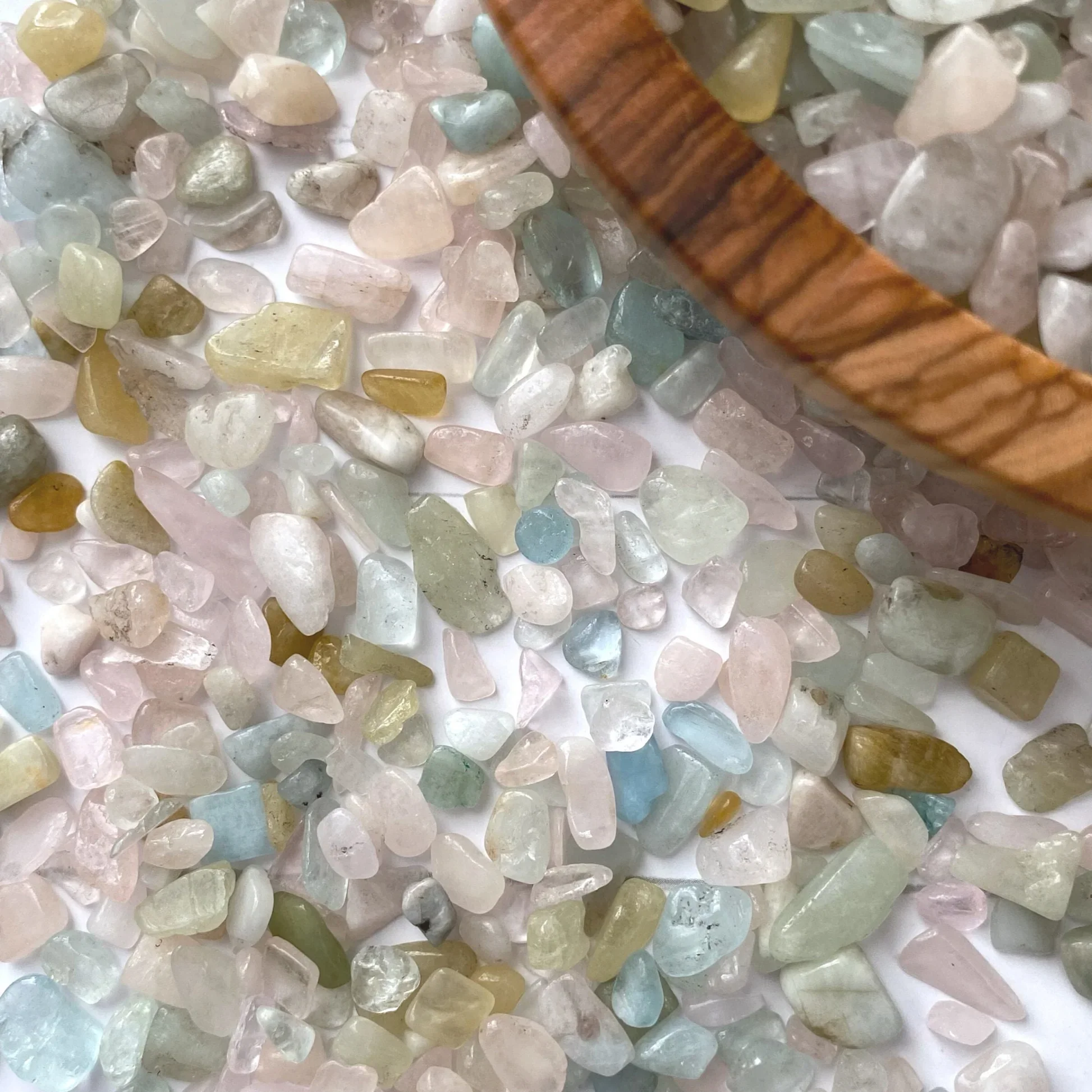 3-12mm Morganite Tumbled Crystal Chips Crushed Stones Irregular Quartz Crystals, Natural Morganite Gemstone Chips