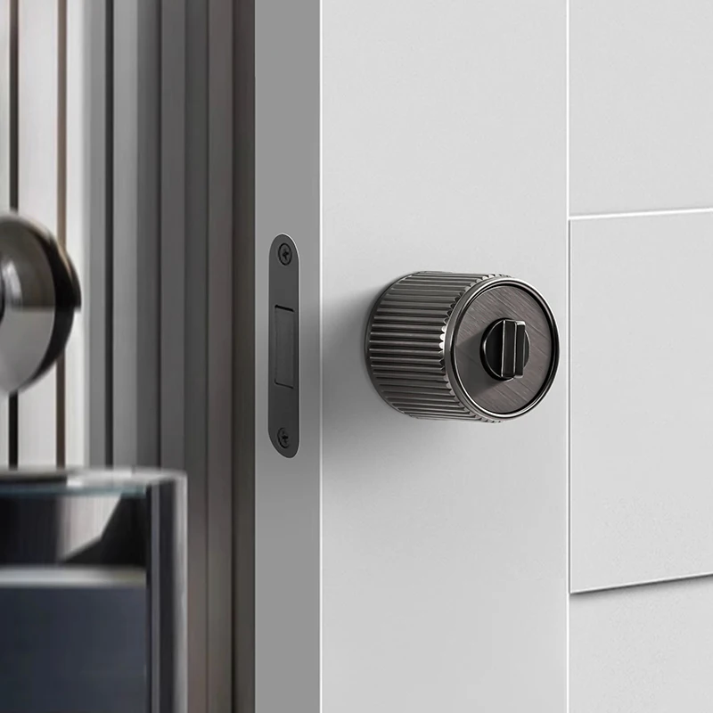 Round Door Lock, Bedroom Magnetic Suction, Silent Room, Spherical Door Handle, Household Minimalist Interior Wooden Door Lock