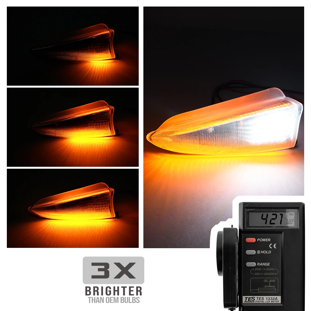 For 2003-2006 Ford Expedition Lincoln Navigator Amber/White LED Dynamic Side Mirror Turn Signal Lights White Puddle Lamps