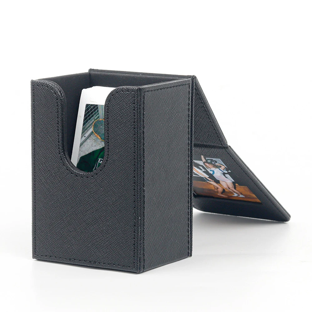 3 Inch Card Box Black Storage Box Portable Photo Card Case PVC Protect Holder Photo Display Storage Box Protectors Container