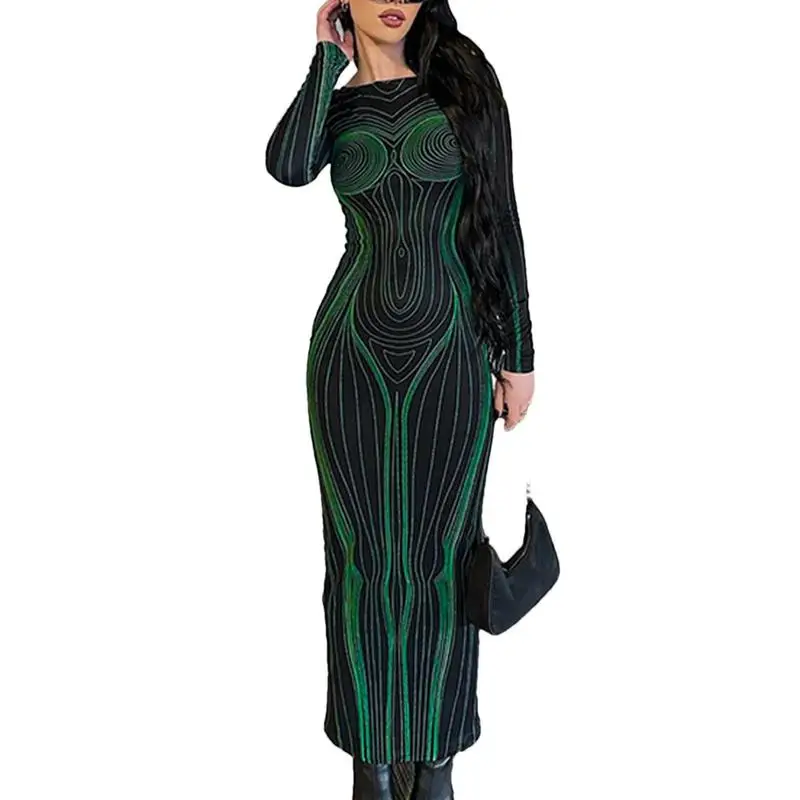 Long Sleeve Tight Dress Women Long Sleeve Dress Women's Mesh Long Sleeve Square Neck Party Club Cocktail Bodycon Mini Dress