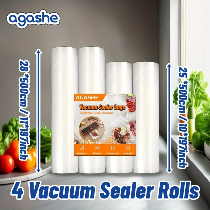 AGASHE 2PCS 28 X 500CM 2PCS 25X 500CM textured roll bag vacuum compression bag without bisphenol A food storage  textured bag