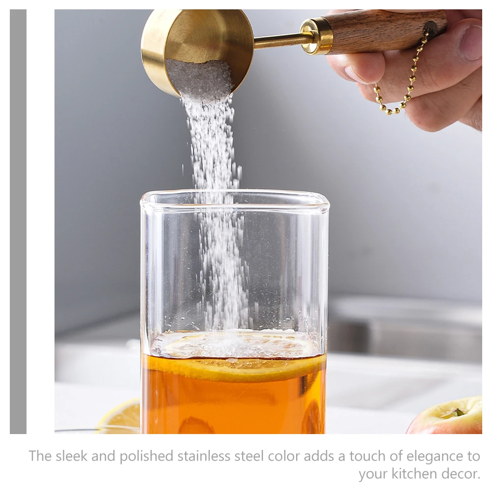 

Mini Measuring Spoon Cup Wooden Handle Stainless Steel Scoop Coffee Bean Powder Milk Powder Scoop Kitchen Baking Accessory