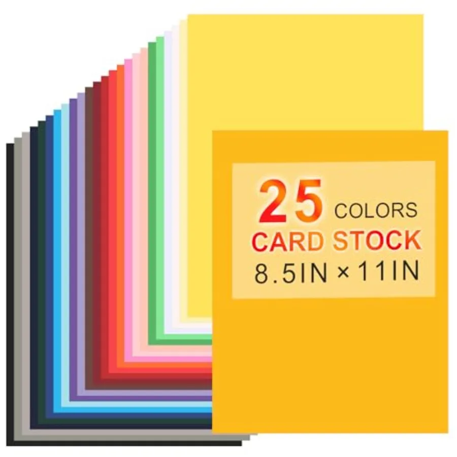 

Цветной картон 8,5 x 11 дюймов, 25 листов, 180 г/м² (65 фунтов), бумага для печати приглашений, скрапбукинга, поделок и декора