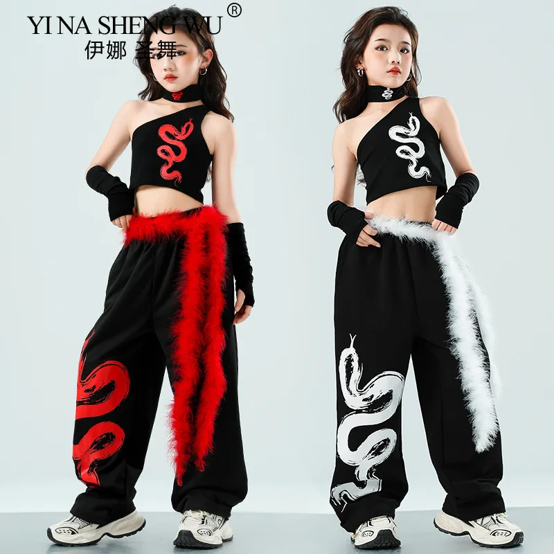 

Костюмы для джазовых танцев, топы и брюки-карго в стиле хип-хоп для девочек, детский свитшот, уличная одежда, комплекты одежды для танцевальной практики