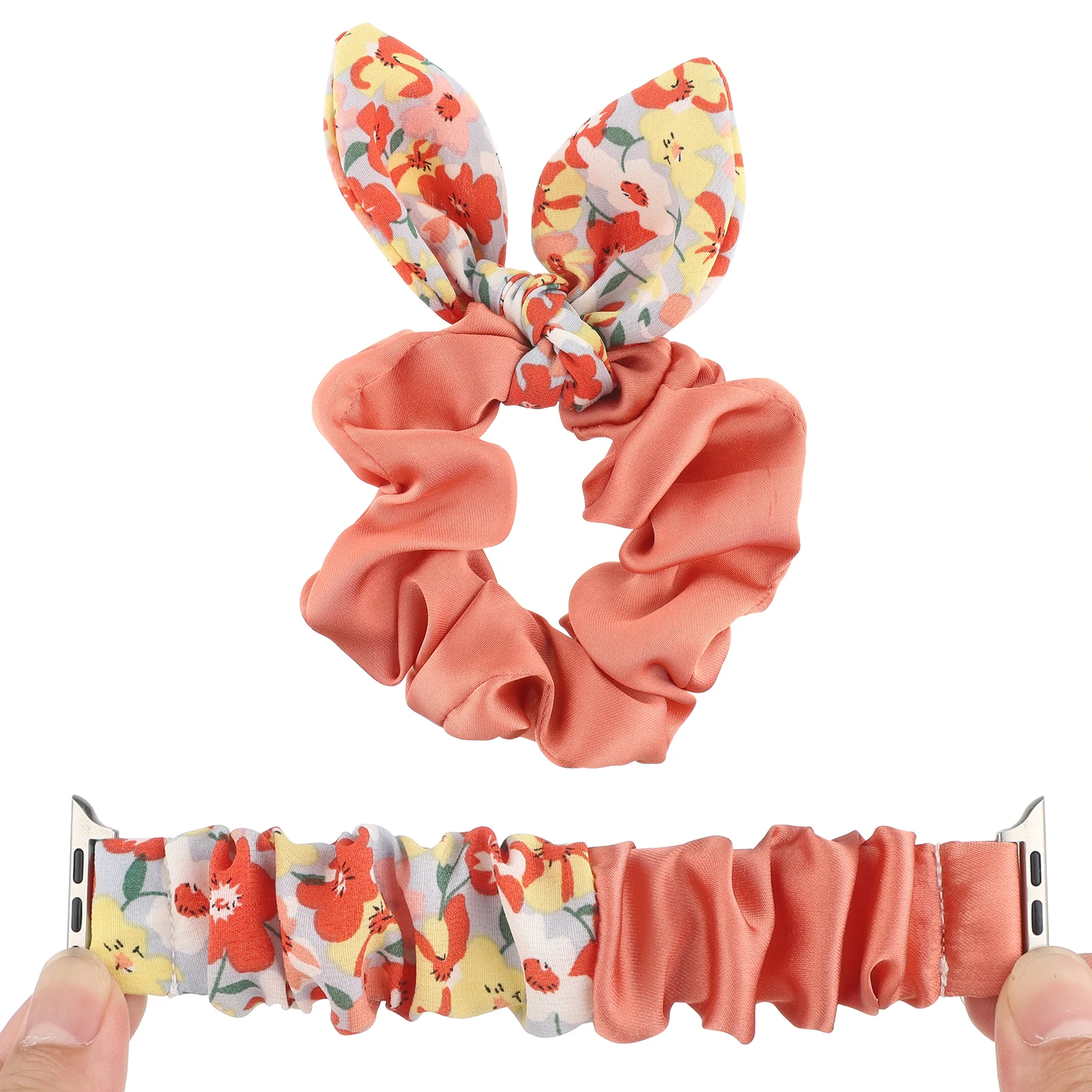 

Strap for Apple watch Cute Bow Print Splicing elastic band for 38mm40mm41mm42mm44mm45mm49mm Women's cloth set strap for Iwatch