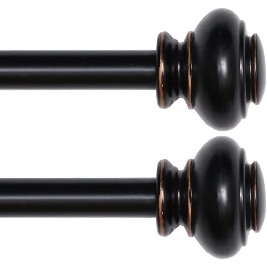 

Black Curtain Rods 2 Pack for Windows 28 to 48 Inch 3 4 Inch Adjustable Single Rod Set With Decorative Finial Antique Bronze Fi