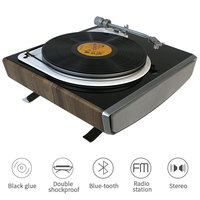 High End Modern Wooden  Hifi Retro 3 Speed Record Player W/FM Radio/Blue-tooth and Built-in Stereo Speaker Turntable Viny