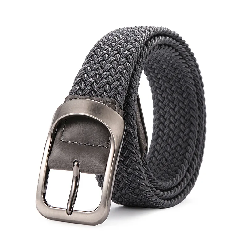 Canvas Elastic Belts for Men Women Fashion Metal Pin Buckle Braided Stretch Elastic Belt Casual Waist Leather Loop Jean Trousers