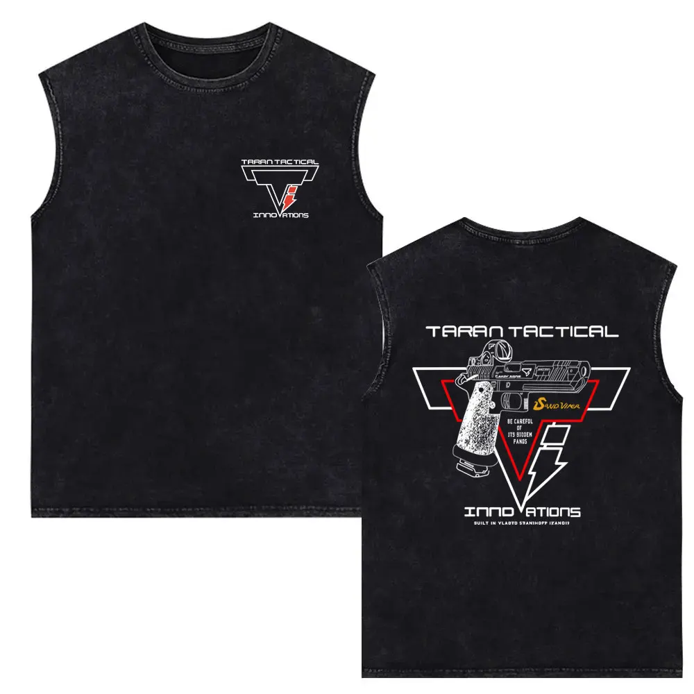 

Taran Tactical Pistol Print Super Elastic Washed Sleeveless Vest Male Oversized Streetwear Men Women Fashion Vintage Tank Tops