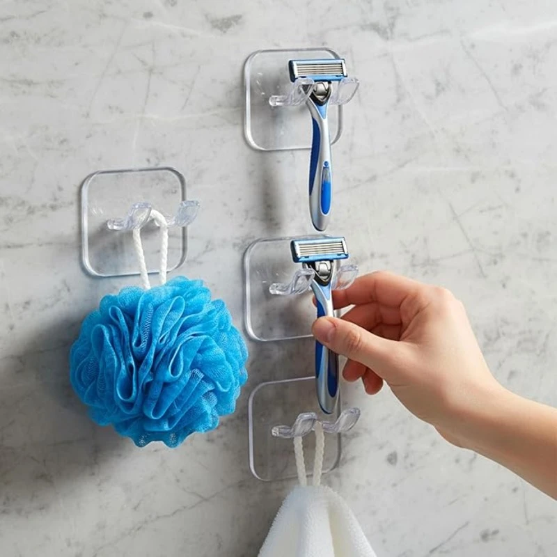 3 Pack of Shower Razor Holder, Self-Adhesive Razor Hook, Strong Adhesive Shower Hook, Suitable for Use in Bathrooms, Kitchens