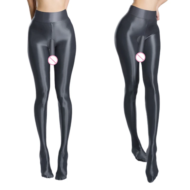 Men Sexy Tights Pantyhose Bullet Separation Elephant Nose Jj Cover Stockings Shiny Glossy High Waist Bodybuilding Sockings