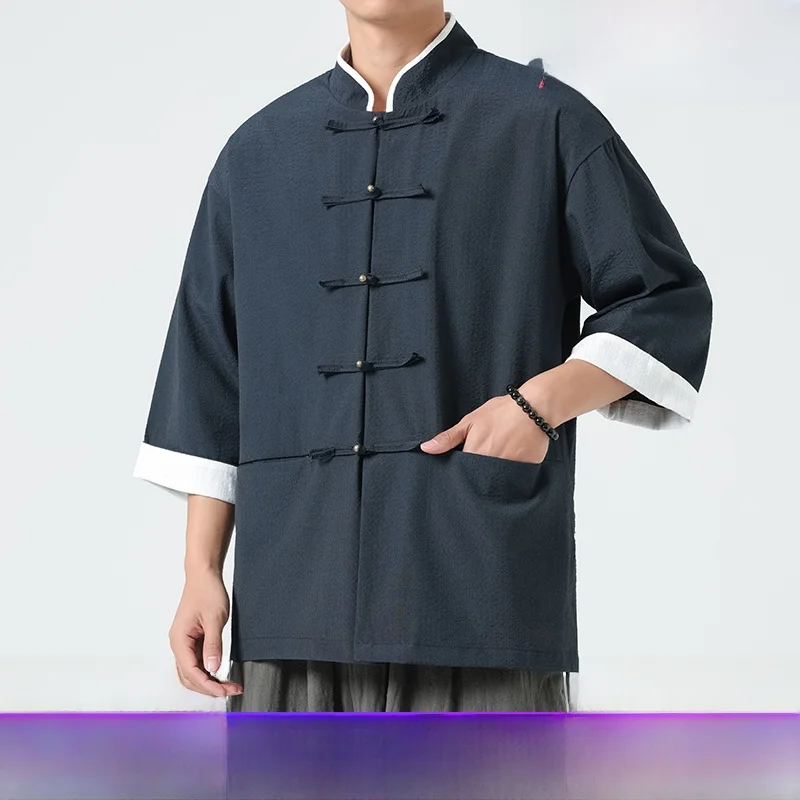 

Chinese Medicine Sle Men's Workwear Large Size Traditional Tang Suit for Massage Therapist Health Care Profional Hotel A...