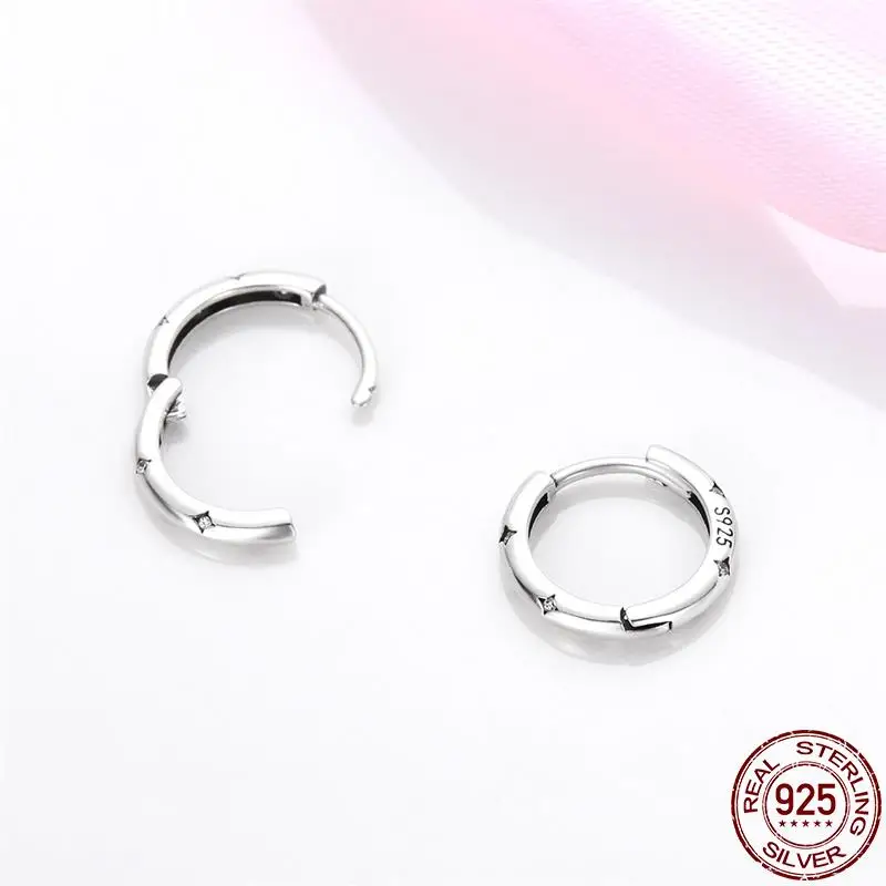 Real 925 Sterling Silver Original Charm Double Hoop Mermaid Earrings Ear Clip For Women Fine Anniversary Engagement Jewelry Gift