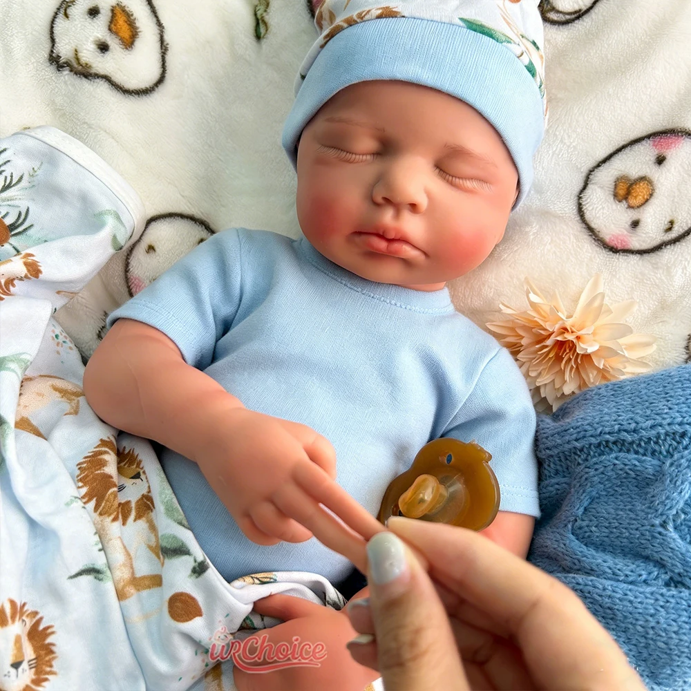 Full Body Silicone Reborn Doll Loulou 20Inch 1:1 Anatomically Correct Lifelike Washable Weighted Newborn Doll for Christmas Gift