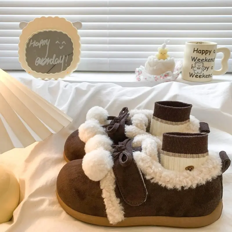 Evlight Stivali da neve soffici in pelliccia invernale Stivali da donna in caldo cotone con fodera in peluche Morbidi e accoglienti Scarpe in cotone da casa Stivali da neve pelosi casual